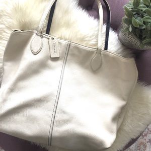 White Leather Coach Tote